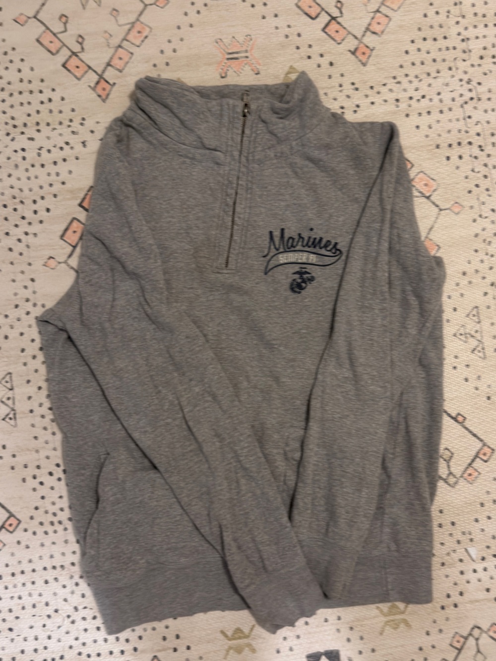 Marines Semper Fi Quarter zip Sweatshirt Women’s Grey Medium 1/4 zip MV Sport